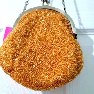 SQ To Have & To Hold Vintage Gold Beaded Purse